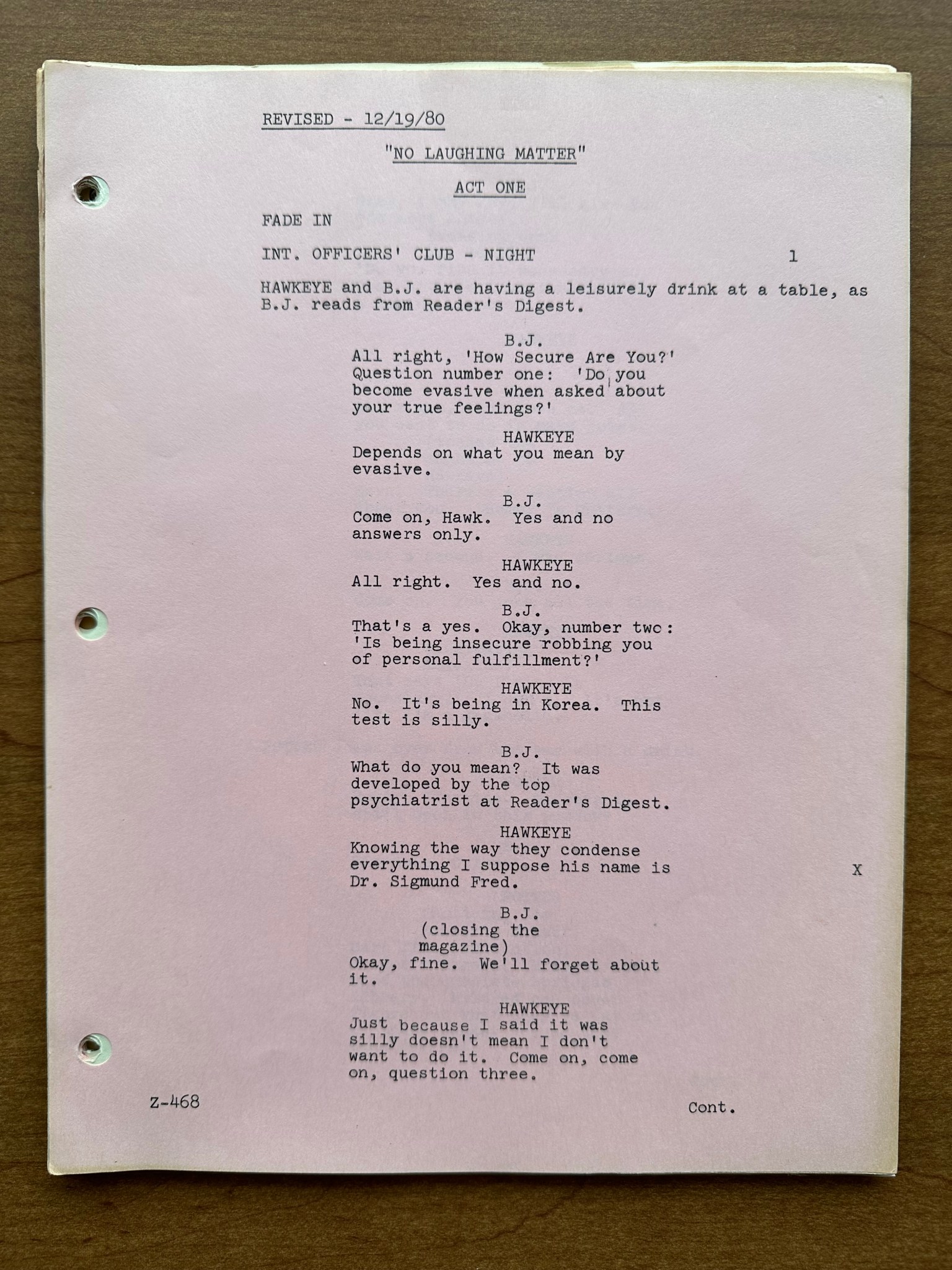 Script Spotlight 19: “No Laughing Matter” – The M*A*S*H Historian