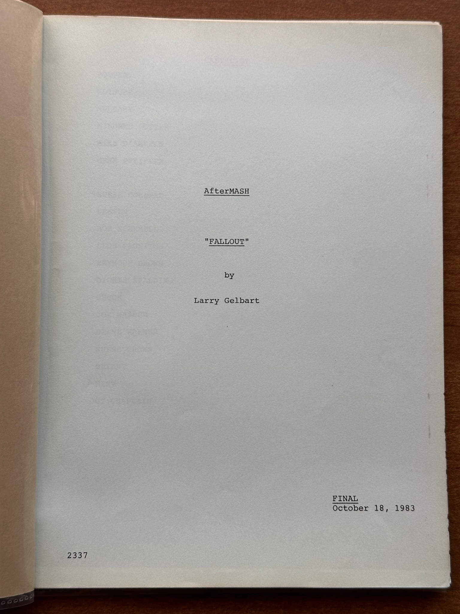 M*A*S*H-ish 10: AfterMASH Script “Fallout” [UPDATED] – The M*A*S*H ...
